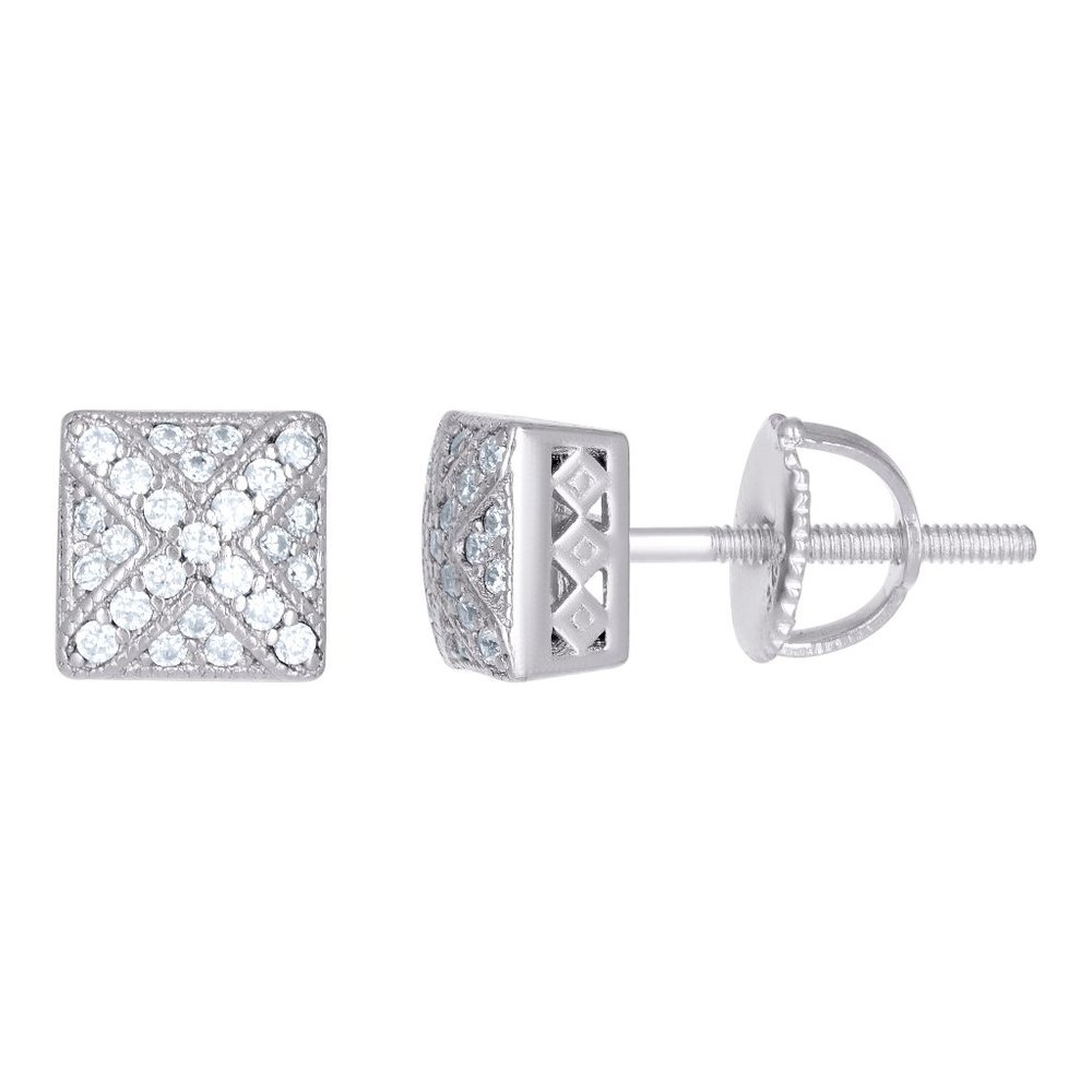 New 925 Sterling Silver 0.21ctw VVS Moissanite Round Men Stud Earrings
